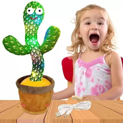 Lighting,Singing Cactus Recording and Repeat Your Words for Education Toys  (Green)