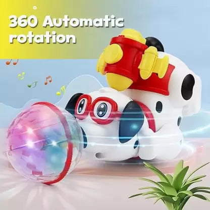 Dancing Dog Musical Toys for Kids Smoke Spray Flashing Light Sound 360° Rotating  (Multicolor)