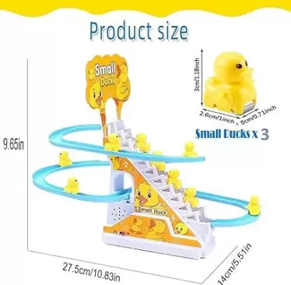 Duck Slide Toy Set, Automatic Stair-Climbing Race Track Set, Lights & Musical  (Multicolor)